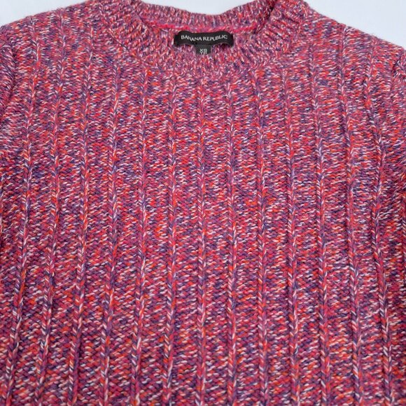Banana Republic Marled Pink and Purple Knit Crew Neck Sweater - Picture 4 of 7